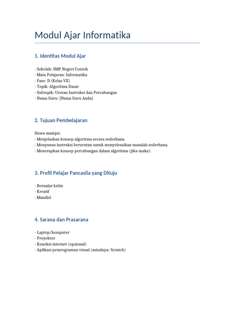 Modul Ajar Informatika Kelas 7 | PDF