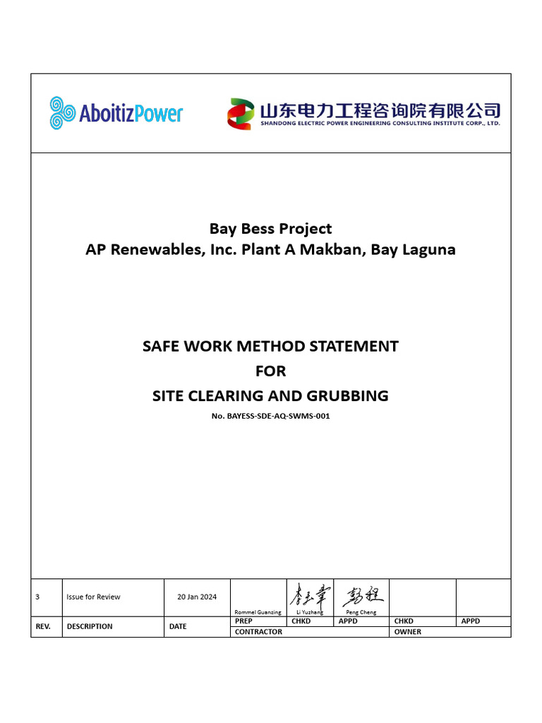 Site Clearing and Grubbing Method Statement | PDF | Personal Protective ...
