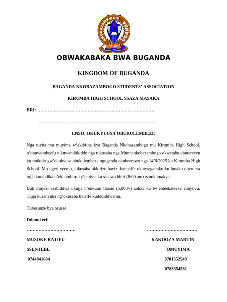 OBWAKABAKA BWA BUGANDA Lincoln Ss | PDF, image size:768x1024