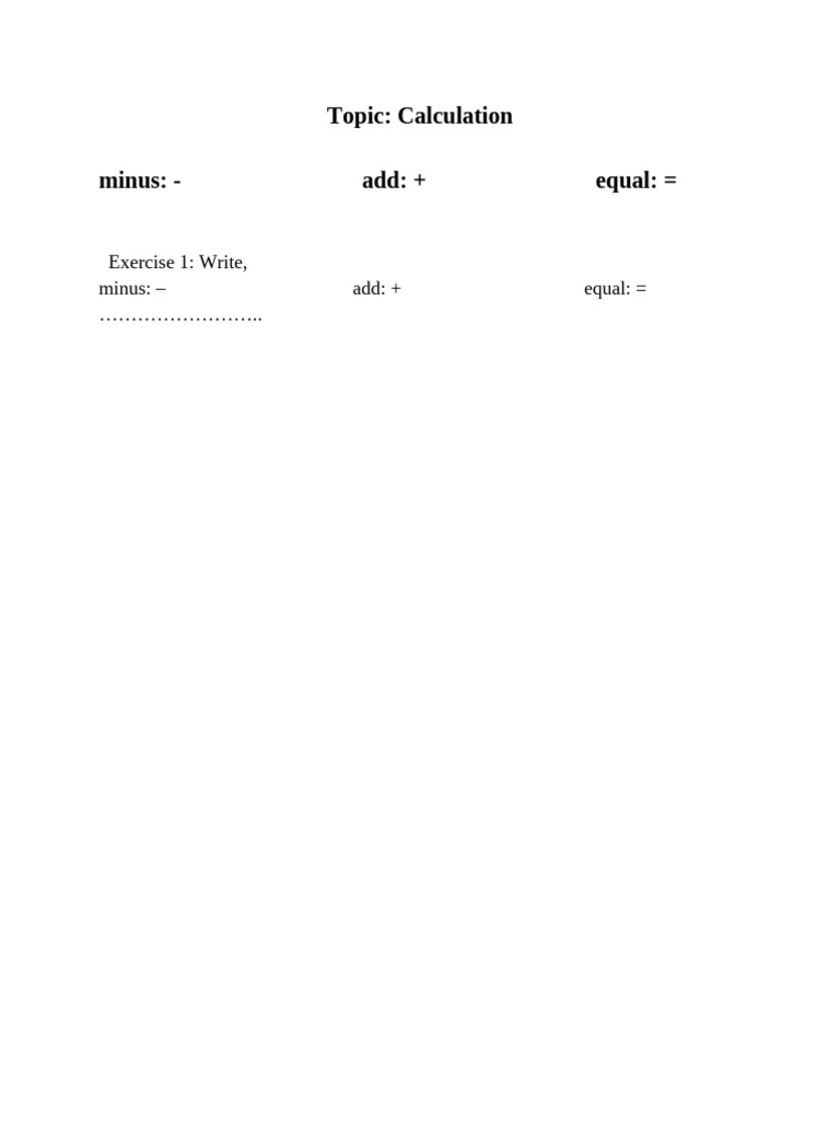 Calculation Exercise Guide | PDF