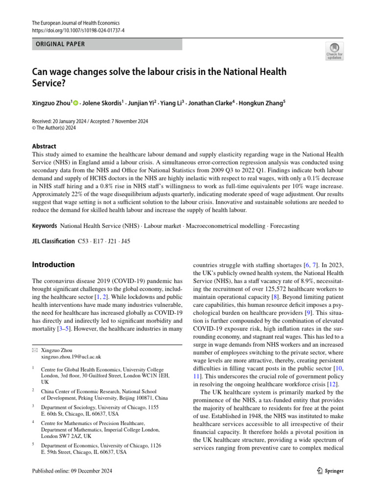 Wage Solutions for NHS Labour Crisis | PDF | Labour Economics ...