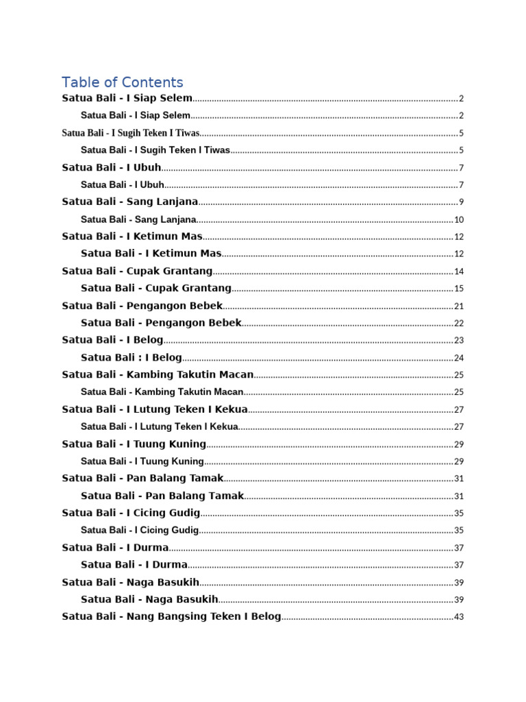 Satua Bali | PDF