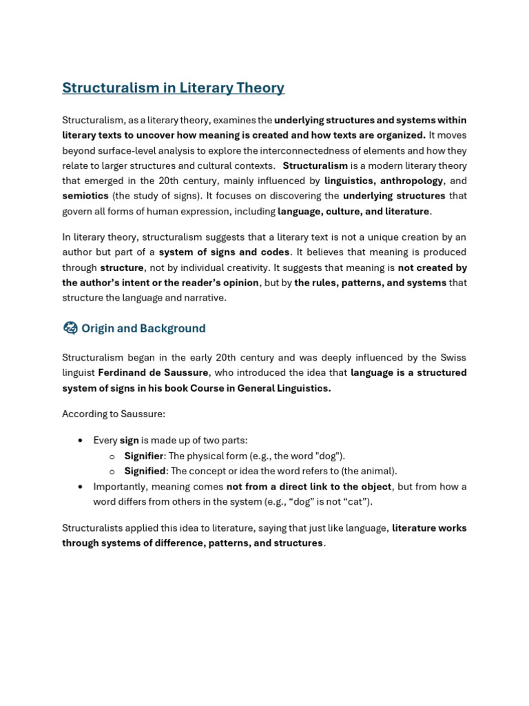 Understanding Structuralism in Literature | PDF | Deconstruction ...