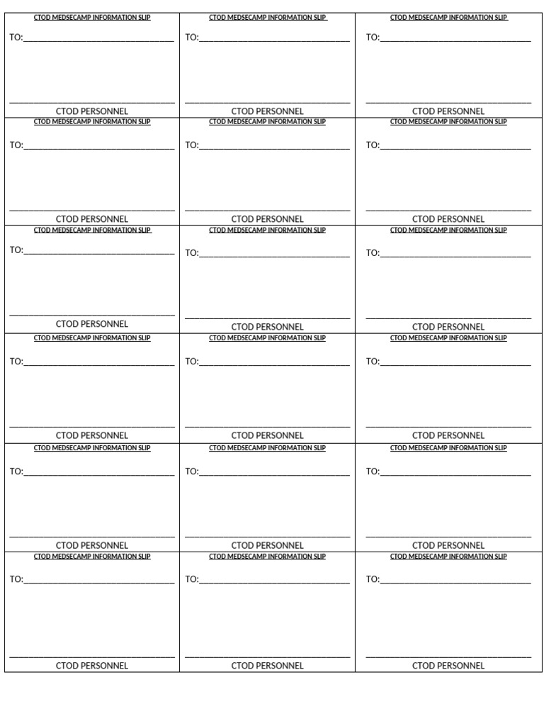 CTOD MedSecamp Info Slip Guide | PDF