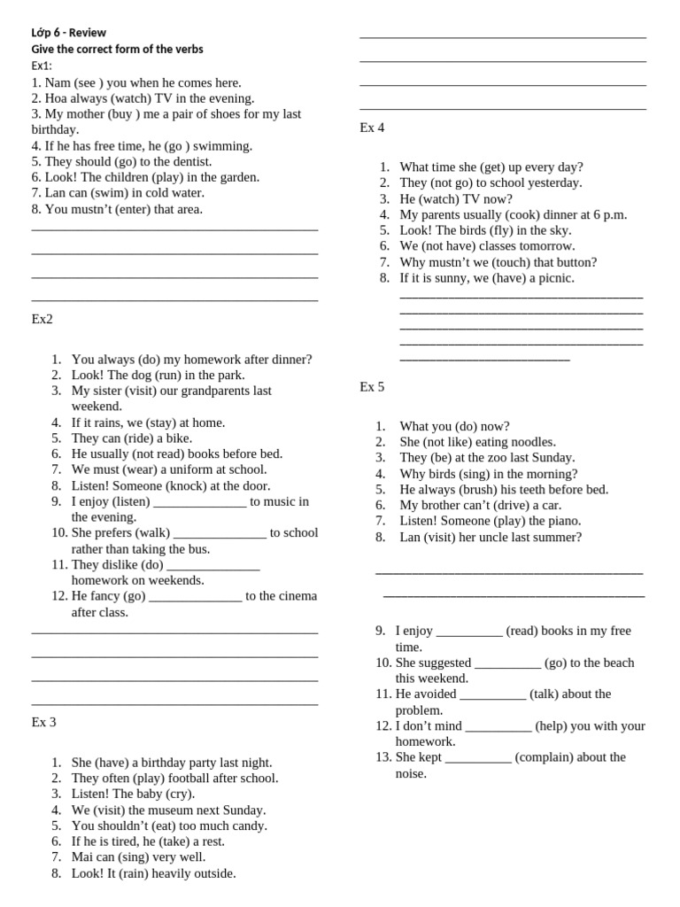 Verb Form Exercises for Grade 5 | PDF | Chess Theory | Chess