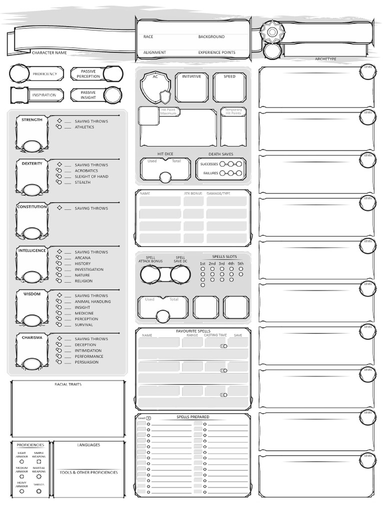 Class Character Sheet - Half-Caster V1.1 | PDF