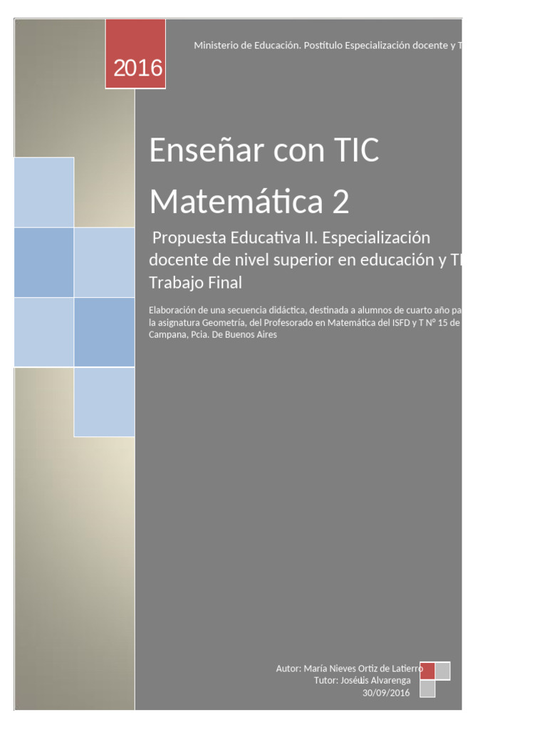 Secuencia Didáctica: Geometría y TIC | PDF | Ecuaciones | Matriz ...
