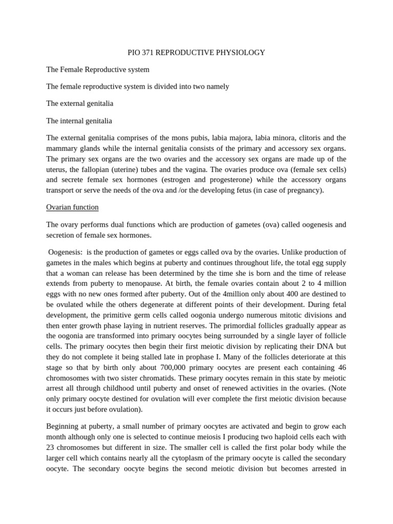 Female Reproductive Physiology Overview | PDF | Menstrual Cycle ...