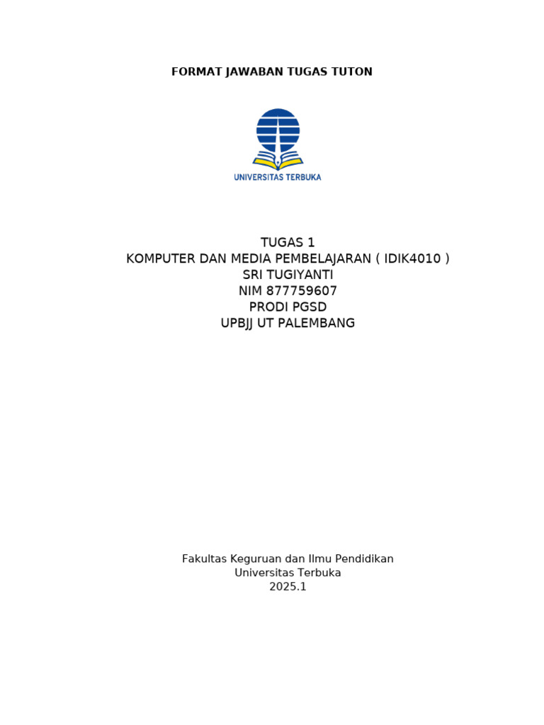 Format Tugas Komputer dan Media Pembelajaran | PDF