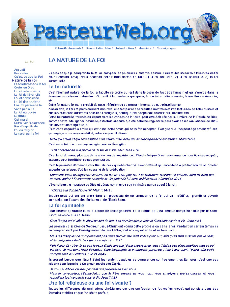 Les Types de Foi selon la Bible | PDF | Dieu | Saint-Esprit