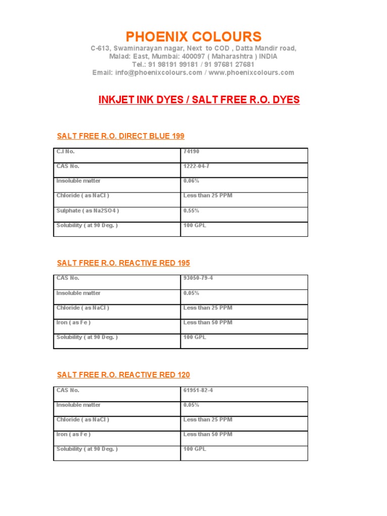 Inkjet Ink Dyes | PDF