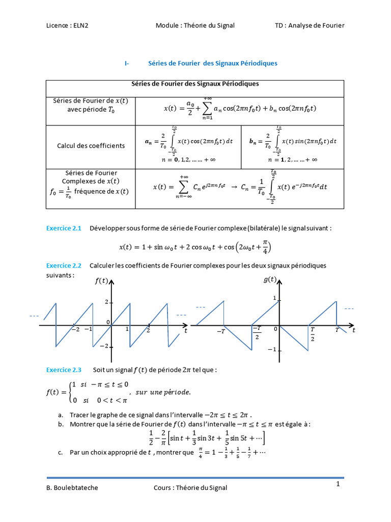Analyse de Fourier des Signaux Périodiques | PDF | Analyse ...