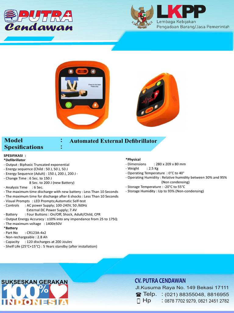 Automated External Defibrillator Model Spesifications: Cv. Putra ...