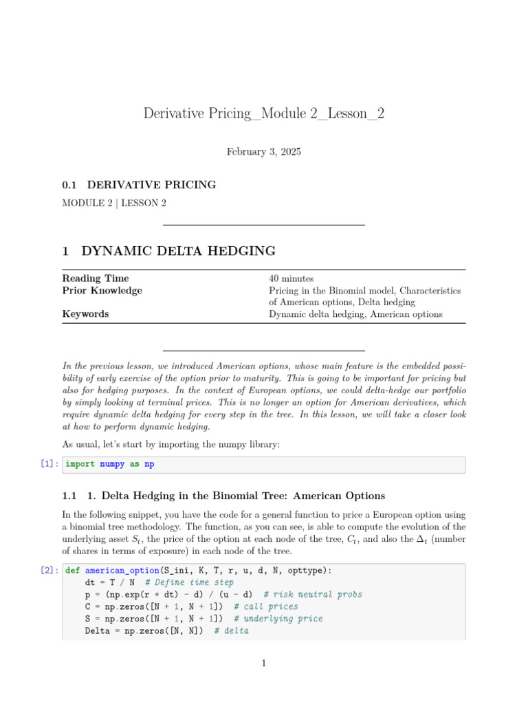 Dynamic Delta Hedging for American Options | PDF | Option (Finance ...