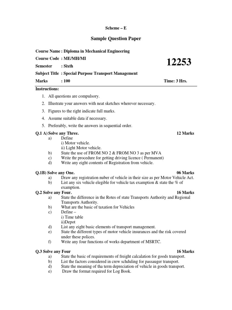 Special Purpose Transport Management PDF Vehicles Transport