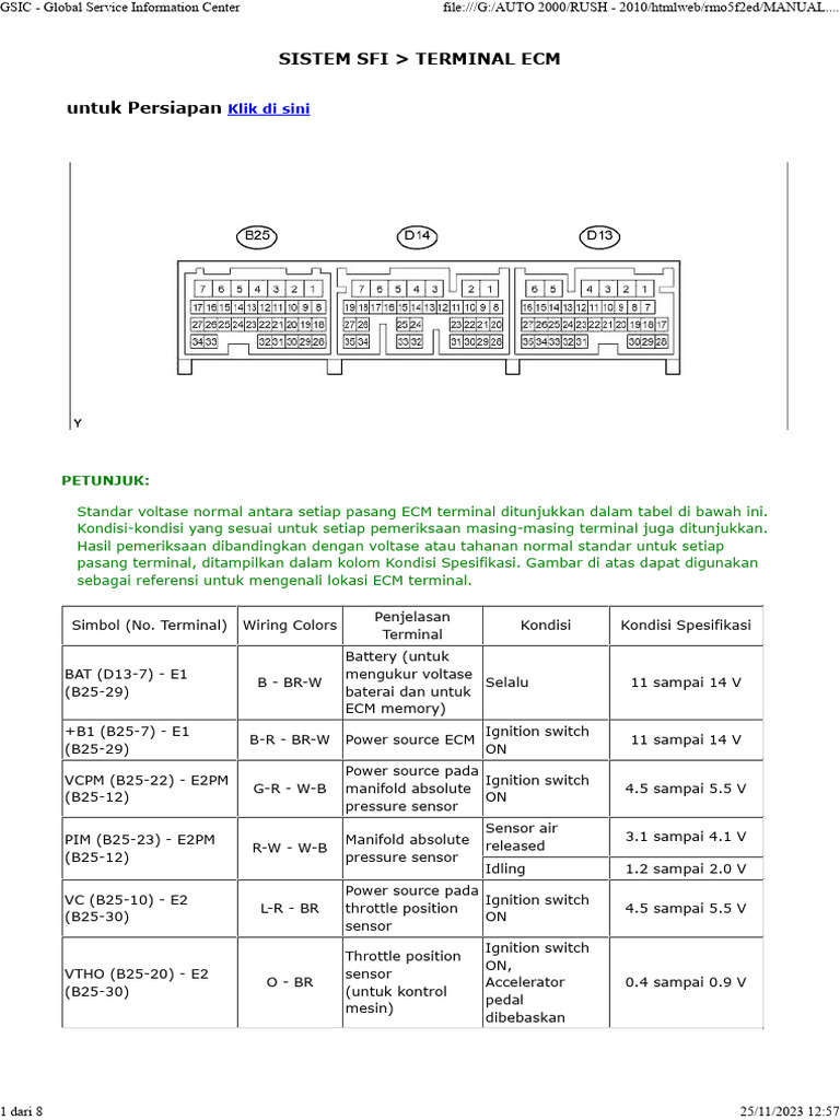 Panduan Terminal ECM dan Voltase SFI | PDF