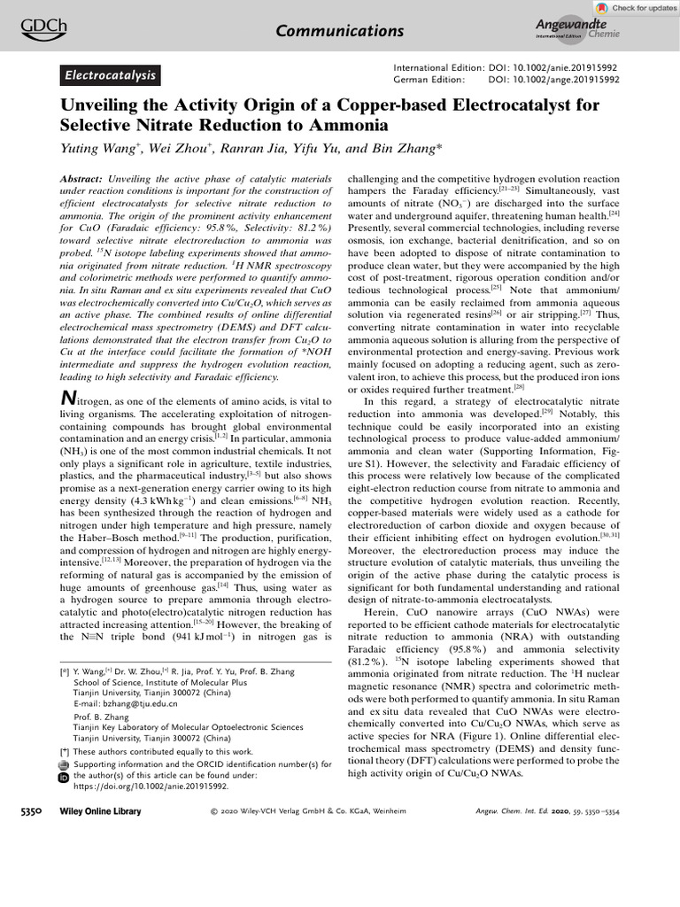 Angew Chem Int Ed - 2020 - Wang - Unveiling The Activity Origin of A ...