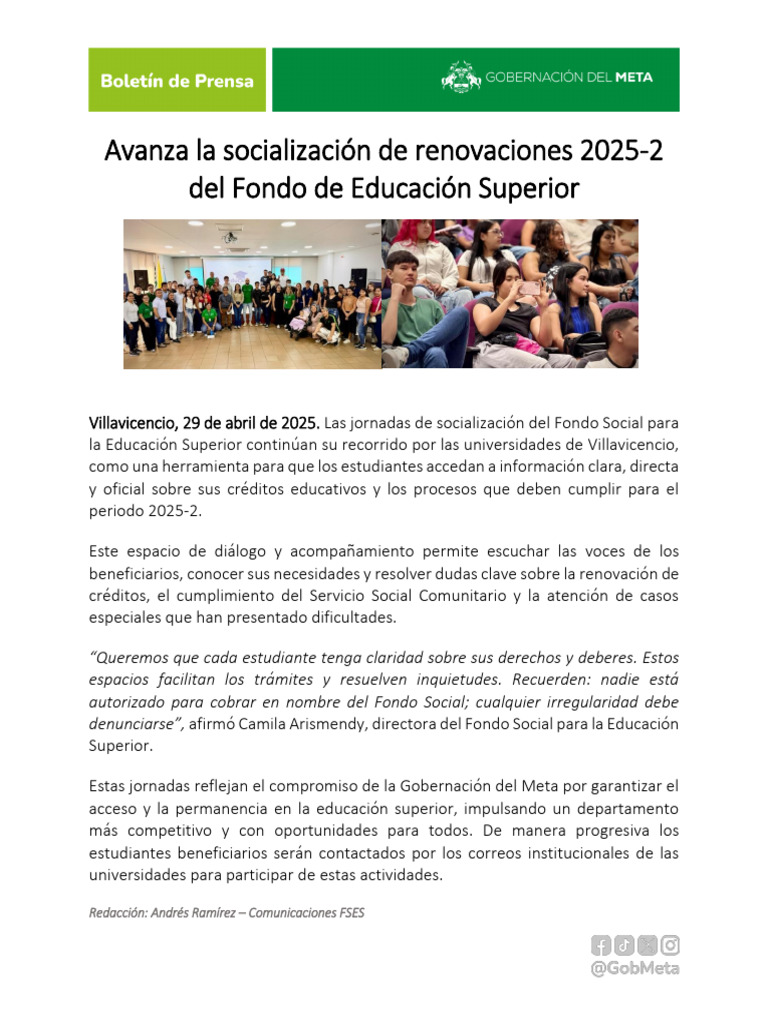 Fses Continúa Su Recorrido Por Universidades de Villavicencio. 2 | PDF