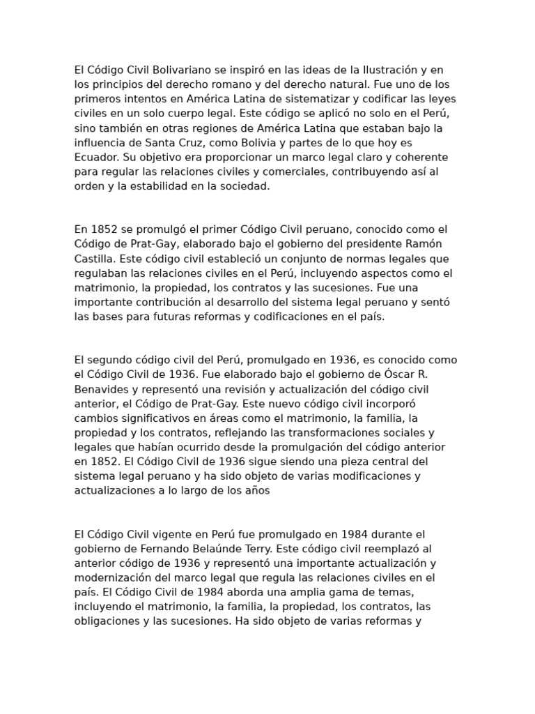 Evolución del Código Civil en Perú | PDF