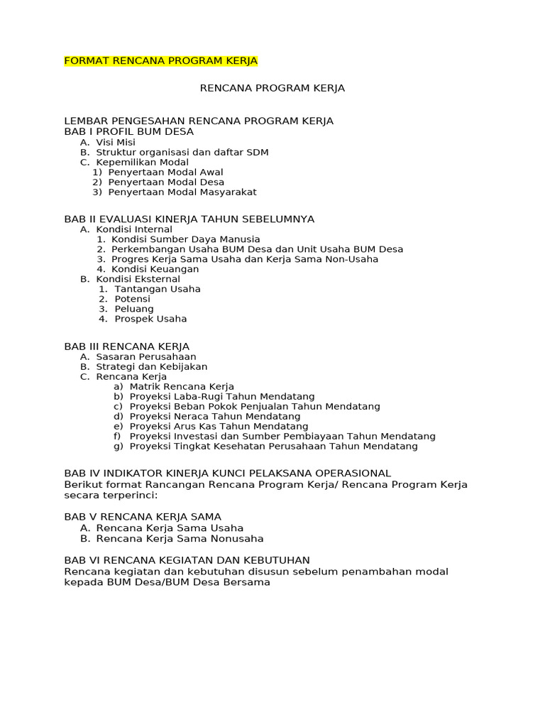 5-Format Rencana Kerja | PDF