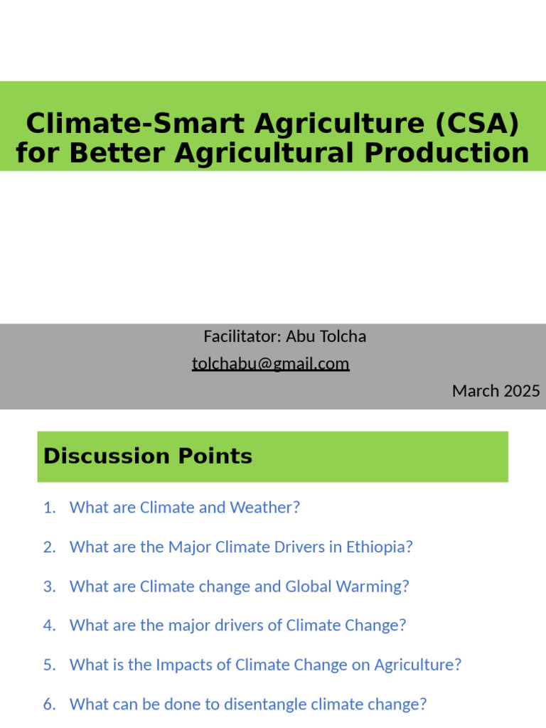 Climate-Smart Agriculture in Ethiopia | PDF | Climate Change | Agriculture