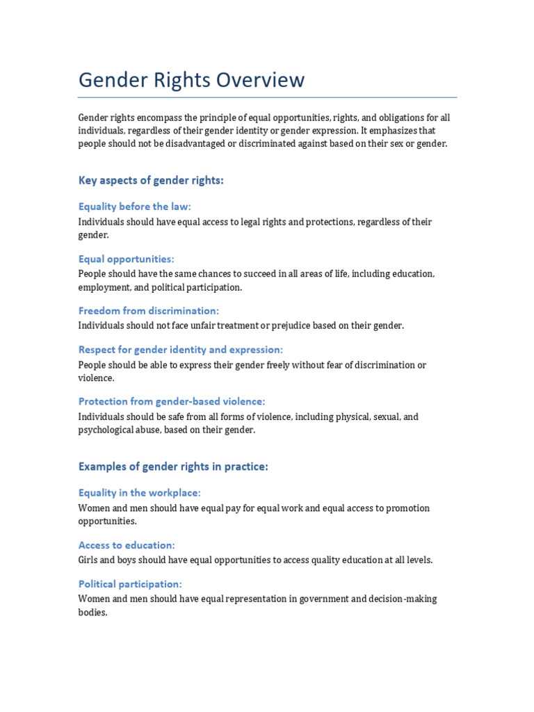 Understanding Gender Rights and Equality | PDF
