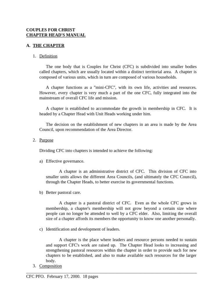 CFC Chapter Head's Manual 2025 | PDF