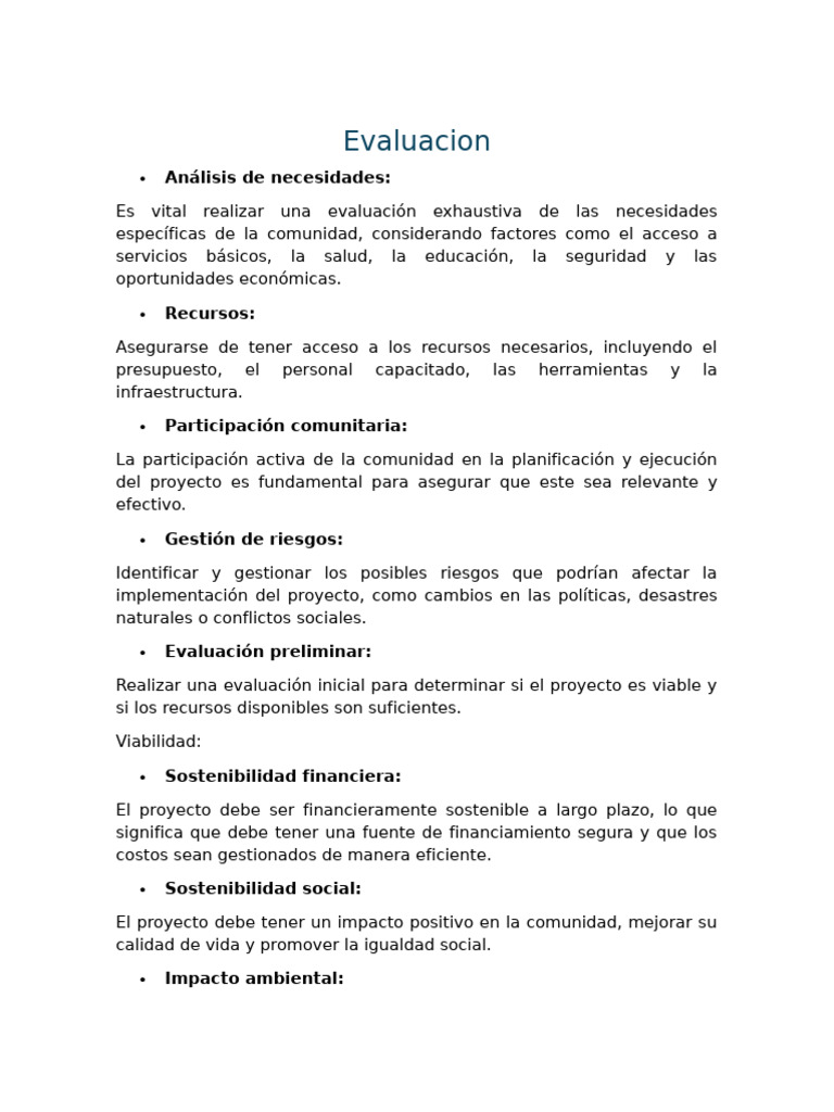 Evaluación de Proyectos Comunitarios | PDF | Sustentabilidad | Economias