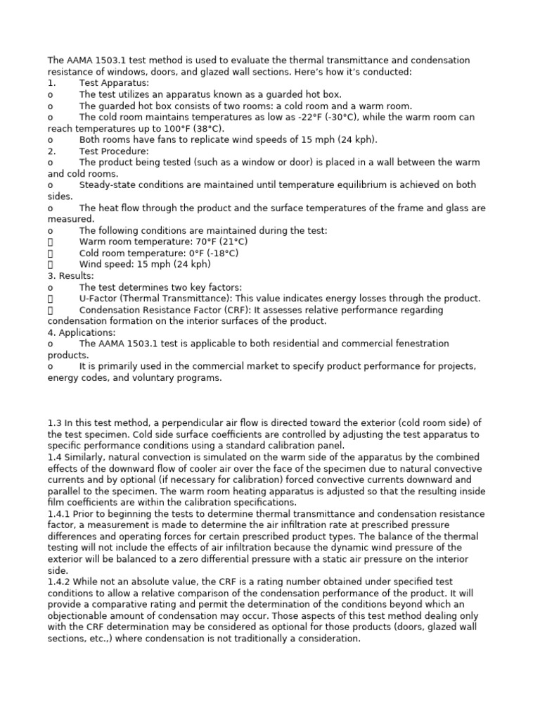 AAMA 1503.1 Condensation Resistance Test | PDF | Heat | Convection