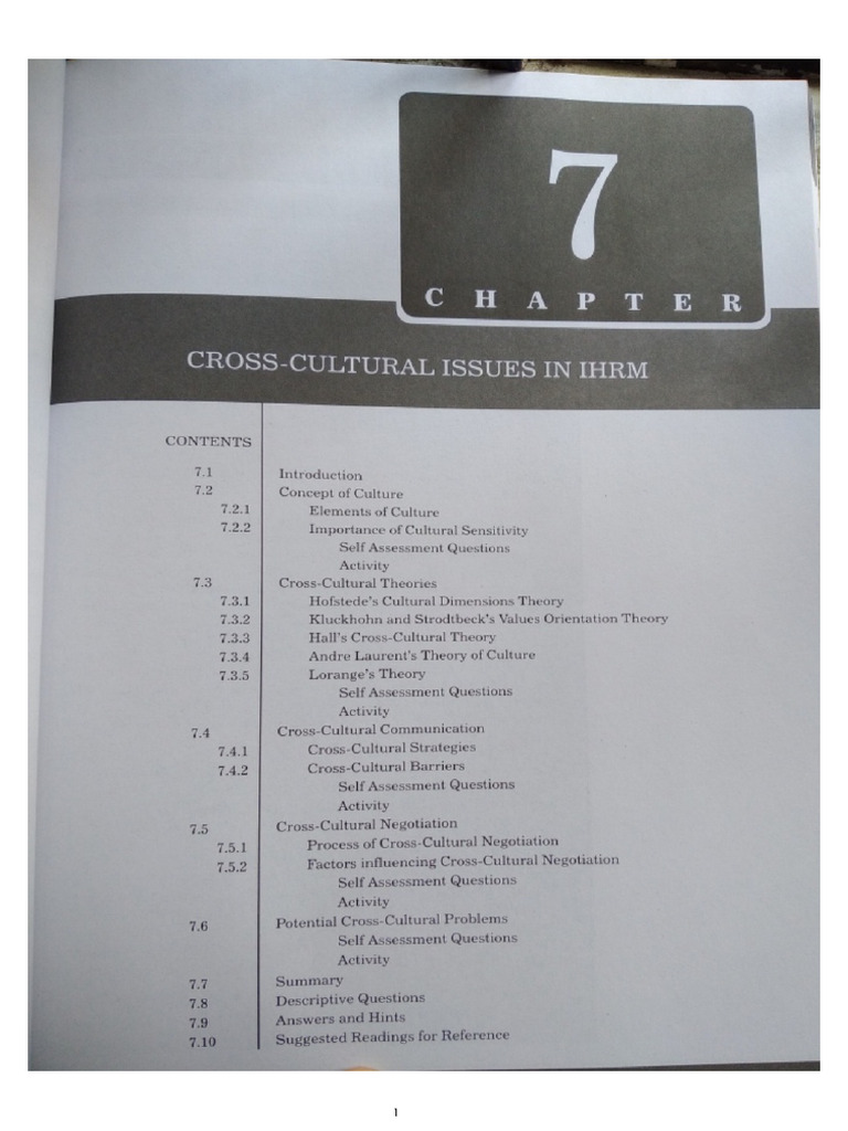 Chapter 7 - Cross Cultural Issues in IHRM | PDF