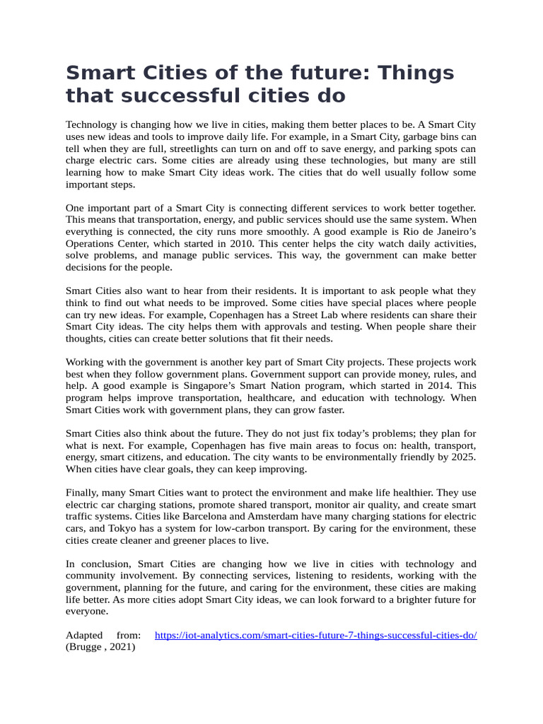 Smart Cities of The Future Article 2 | PDF