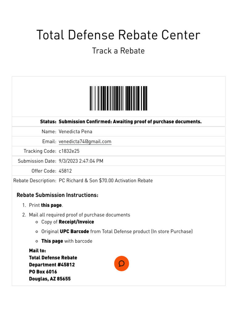 Rebate Center - Track A Rebate - Total Defense | PDF