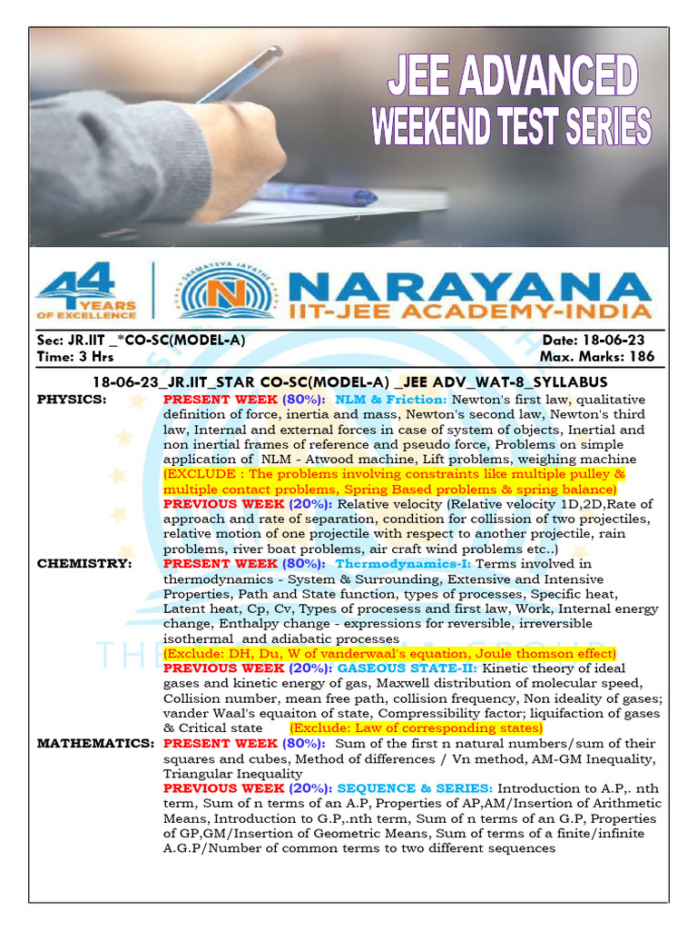 18-06-23 JR - Iit Star Co-Sc (Model-A) Jee Adv 2016 (P-I) Wat-8 QP ...