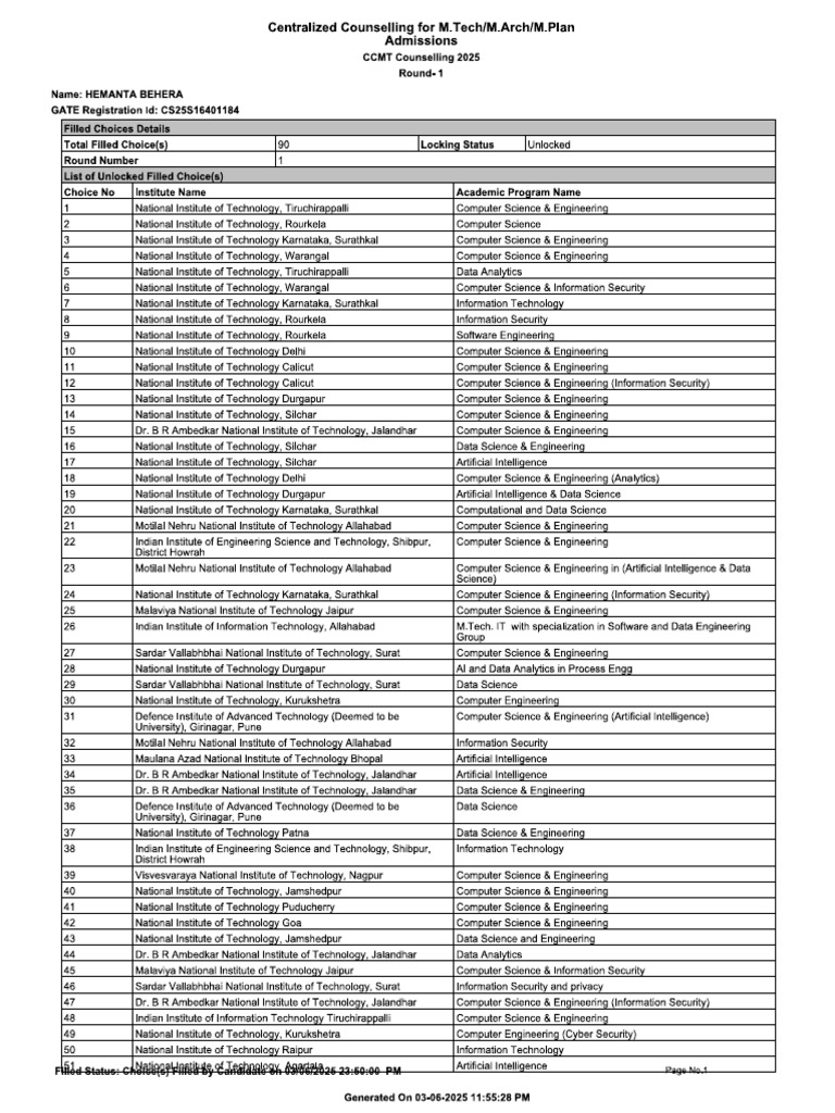 CCMT Choice | PDF