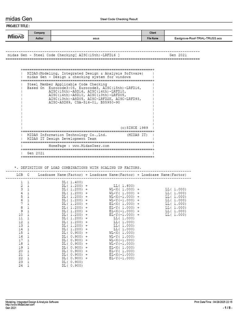 Steel Code Checking Results 2021 | PDF | Buckling | Bending