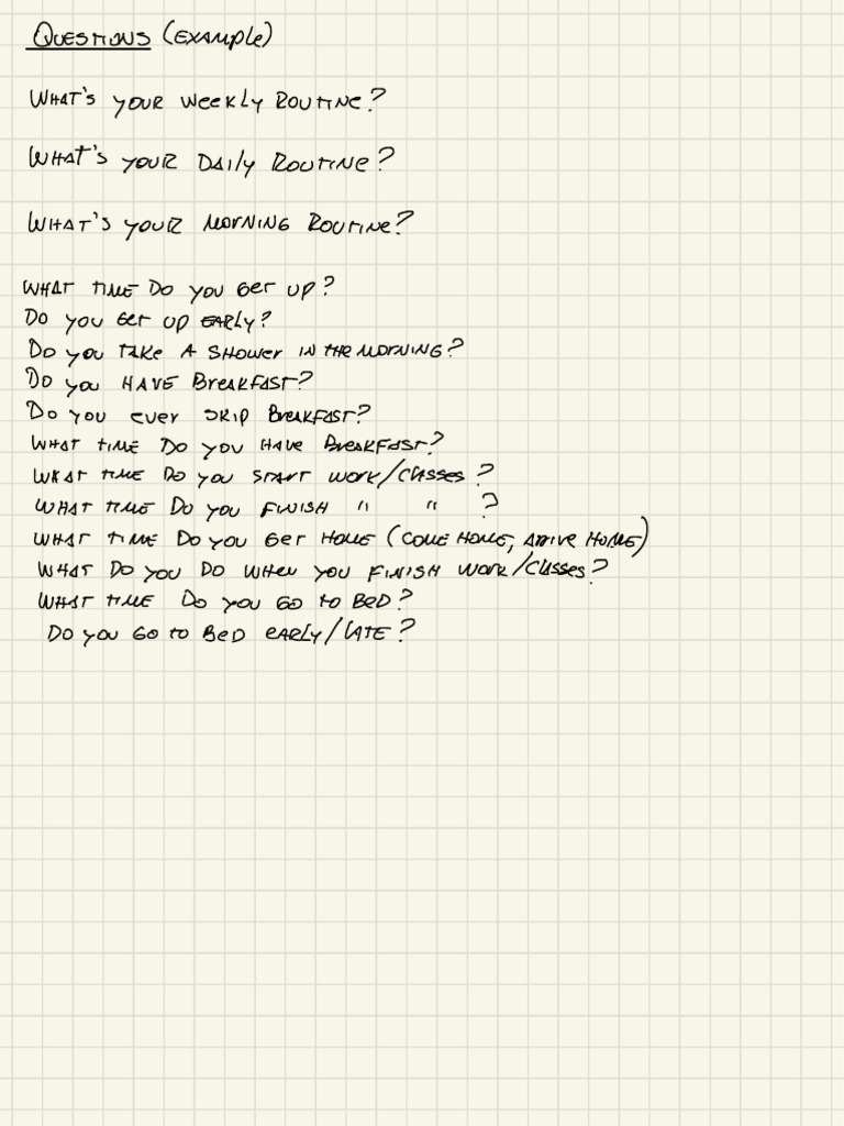 Daily Routine Questions Guide | PDF