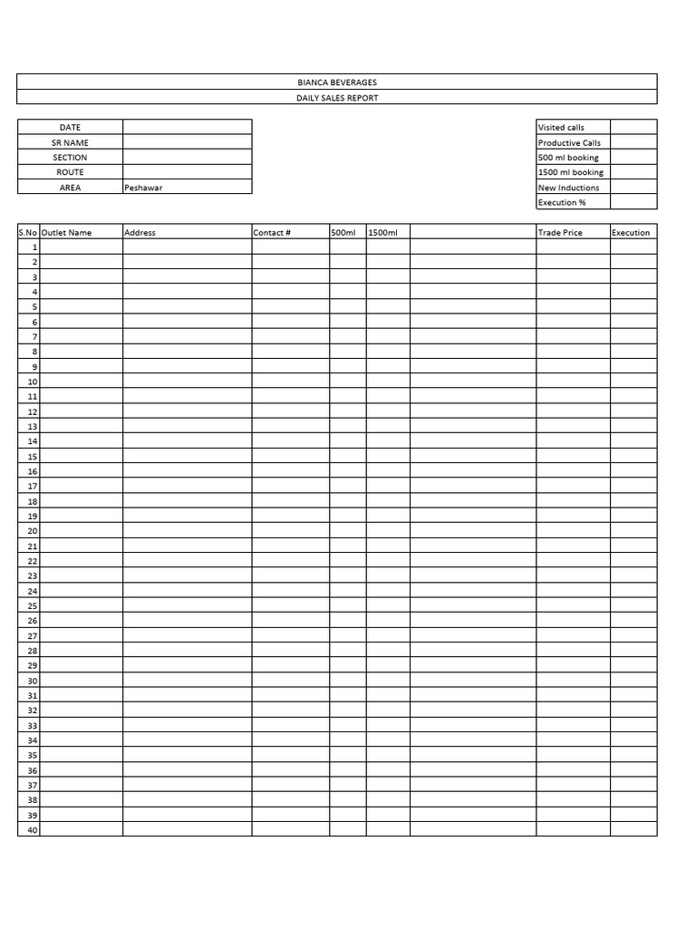 Bianca Beverages Daily Sales Report | PDF