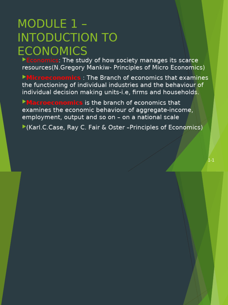Module 1 -Introduction to economics | PDF | Economics | Capital (Economics)