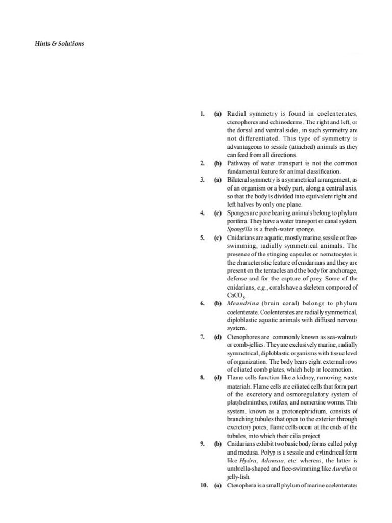 DPP Solution Animal Kingdom | PDF