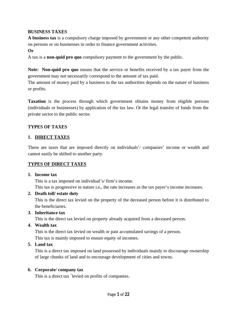 Understanding Business Taxes and Types | PDF | Taxes | Indirect Tax