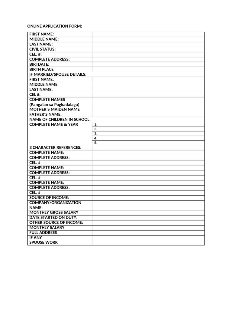 Online Application Form | PDF
