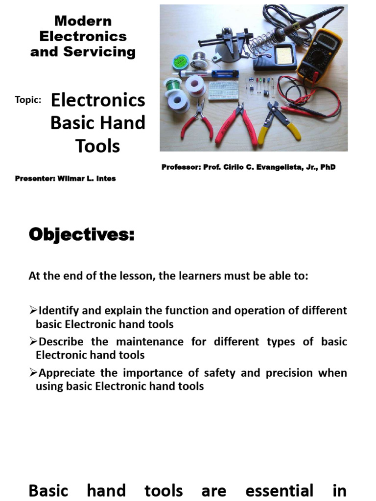 Essential Electronic Hand Tools Guide | PDF | Soldering | Electrical ...