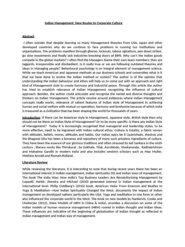 Indian Management: Cultural Insights and Strategies | PDF | Bhagavad ...