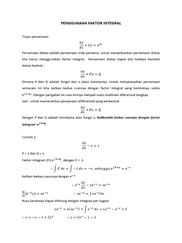 Faktor Integral dalam Persamaan Diferensial | PDF