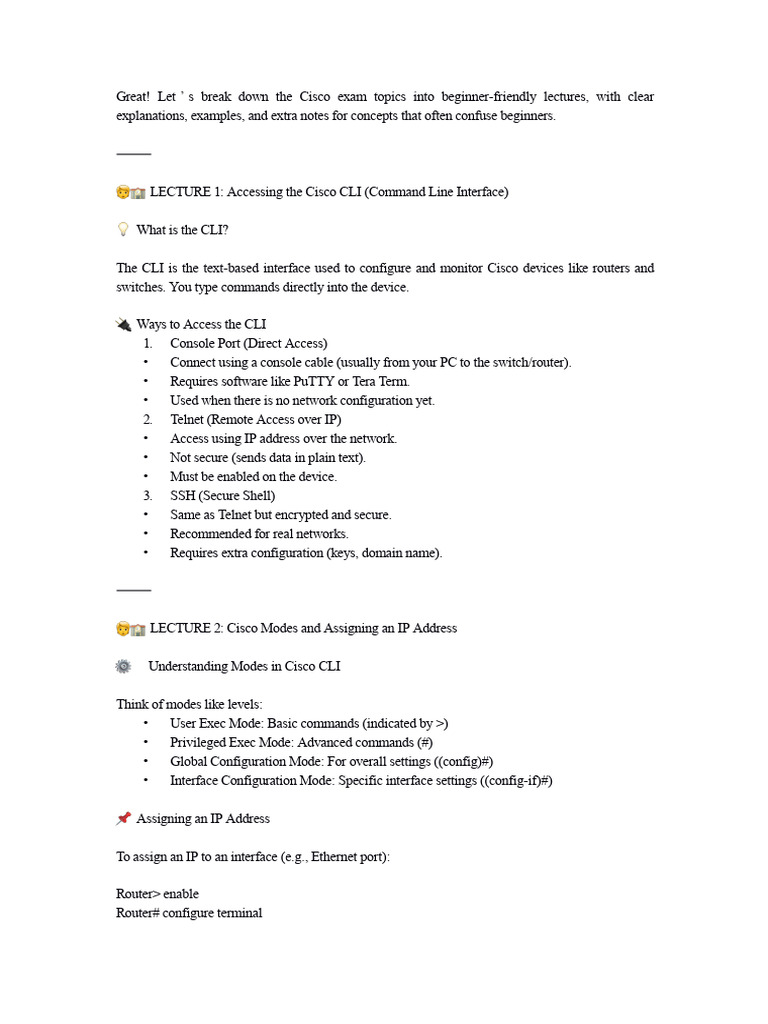 Cisco | PDF | Command Line Interface | Computer Network