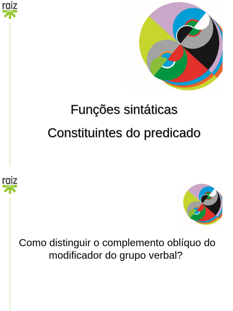 Distinguir Complemento e Modificador | PDF | Predicado (gramática ...