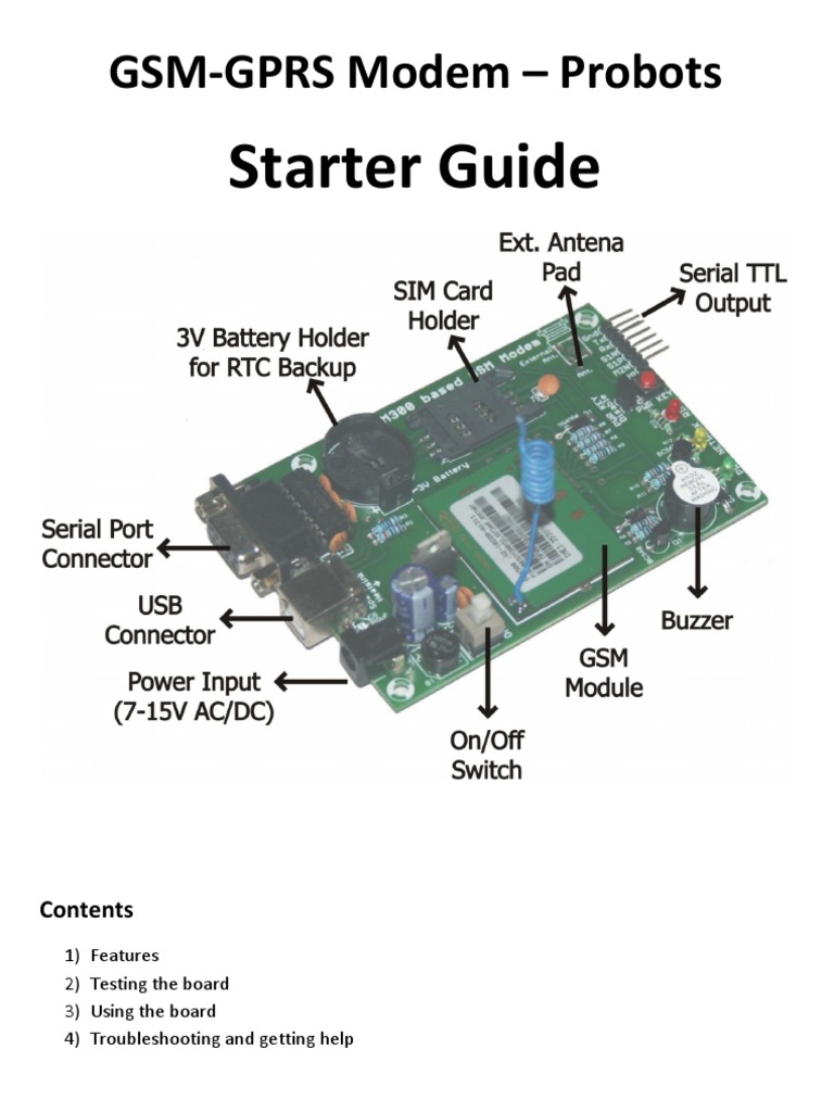 GSM GPRS Modem Starter Guide PDF Modem Electrical Connector