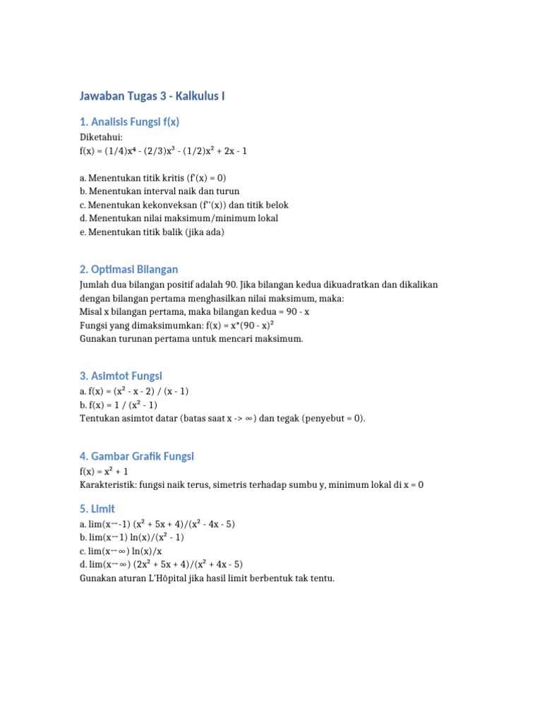 Jawaban Tugas Kalkulus | PDF