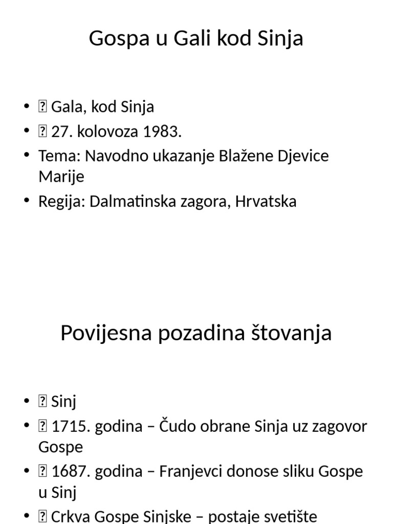 Gospa U Gali Prezentacija | PDF