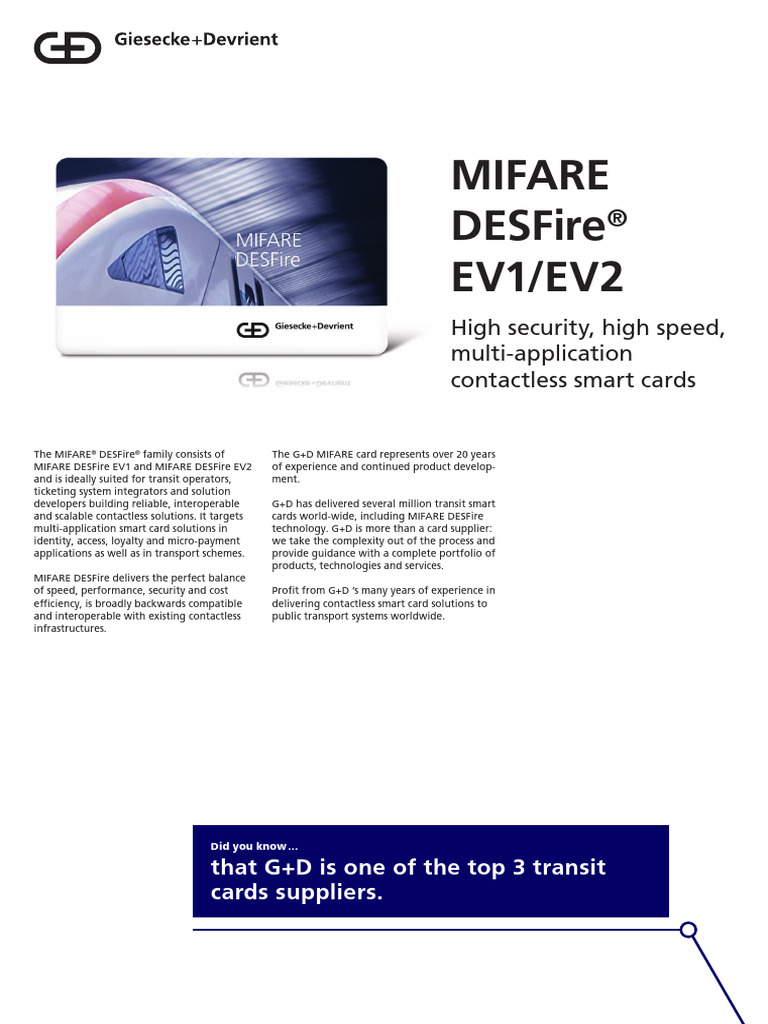 MIFARE DESFire EV1/EV2 Overview | PDF | Smart Card | Telecommunications